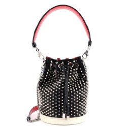 Marie Jane Bucket Bag Studded Satin and Leather