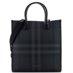 Convertible Tote London Check Coated Canvas with Leather Medium
