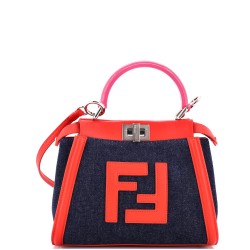 Peekaboo Bag Denim with FF Leather Applique Mini
