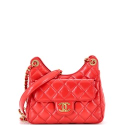 Wavy CC Hobo Quilted Crumpled Calfskin Small