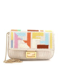 Chain Baguette Charm Bag Zucca Embroidered Canvas Nano
