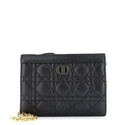 Caro Clutch with Chain Cannage Quilt Calfskin Small