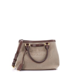 Logo Convertible Zip Tote Canvas with Leather Small