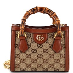 Diana NM Bamboo Handle Tote Crystal Embellished GG Canvas Mini