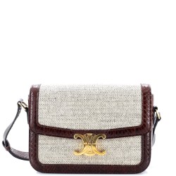 Triomphe Shoulder Bag Canvas with Snakeskin Medium