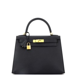 Kelly Handbag Noir Epsom with Gold Hardware 28