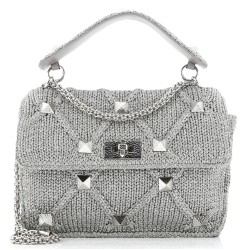 Roman Stud Flap Bag Quilted Knit Large