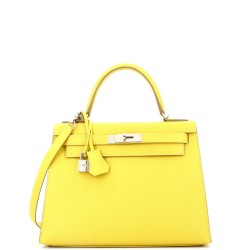 Kelly Handbag Lime Epsom with Palladium Hardware 28