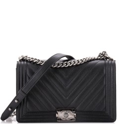 Boy Flap Bag Chevron Caviar New Medium