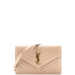 Classic Monogram Wallet on Chain Matelasse Chevron Leather Small