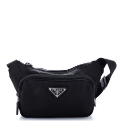 Front Pocket Belt Bag Re-Nylon with Saffiano Leather