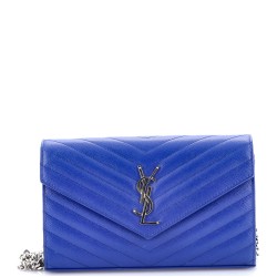 Classic Monogram Wallet on Chain Matelasse Chevron Leather Small