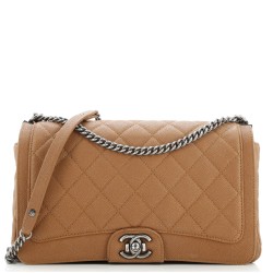 Turn Around Ligne Flap Bag Quilted Washed Caviar Large