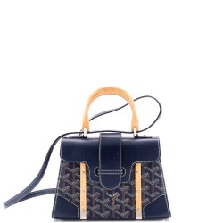 Structured Saigon Top Handle Bag Coated Canvas with Leather Mini