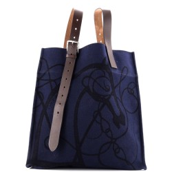 Etriviere Shopping Tote Printed Toile and Leather