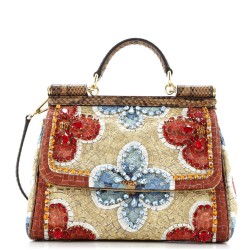 Miss Sicily Bag Crystal Embellished Embroidered Lurex with Python Medium