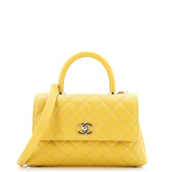 Coco Top Handle Bag Quilted Caviar Mini