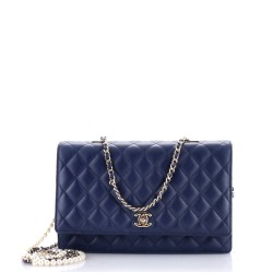 Fantasy Pearls Flap Bag Quilted Lambskin Large