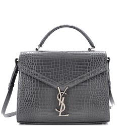 Cassandra Top Handle Bag Crocodile Embossed Leather Medium
