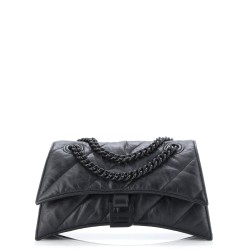 Crush Chain Flap Bag Quilted Crushed Calfskin Small