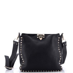 Rockstud Flip Lock Messenger Bag Leather Small