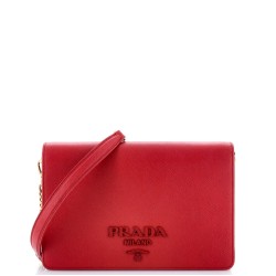 Monochrome Chain Flap Bag Saffiano Leather Small