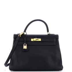 Kelly Handbag Noir Togo with Gold Hardware 32