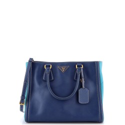 Bicolor Lux Convertible Open Tote Saffiano Leather Small