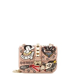 Glam Lock Shoulder Bag Embroidered Leather Small