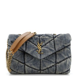 Loulou Puffer Shoulder Bag Quilted Vintage Denim Mini