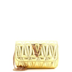 Virtus Chain Flap Shoulder Bag Quilted Leather Mini