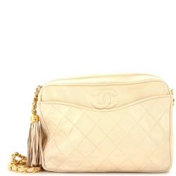 Vintage Camera Tassel Bag Quilted Leather Medium