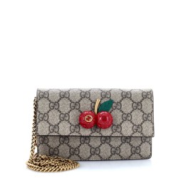 Cherries Wallet on Chain GG Coated Canvas Mini