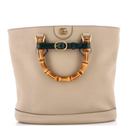Diana Bamboo Handle Round Tote Leather Medium