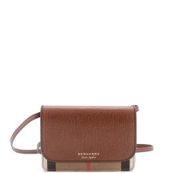 Hampshire Wallet on Chain Leather and House Check Canvas