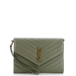 Classic Monogram Envelope Wristlet Clutch Matelasse Chevron Leather