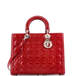 Lady Dior Bag Cannage Quilt Patent Large