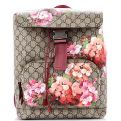 Buckle Backpack Blooms Print GG Coated Canvas Medium