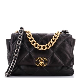 19 Flap Bag Quilted Leather Large