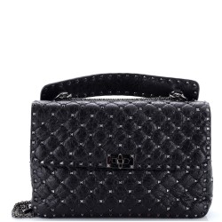 Rockstud Spike Flap Bag Quilted Leather Large