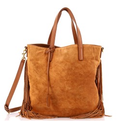 Shopper Tote Suede with Studded Fringes Toy