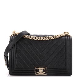 Boy Flap Bag Chevron Caviar New Medium
