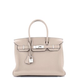 Birkin Handbag Grey Clemence with Palladium Hardware 30