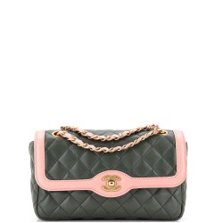 Two Tone Flap Bag Quilted Lambskin Small