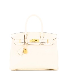 Birkin Handbag Light Clemence with Gold Hardware 30