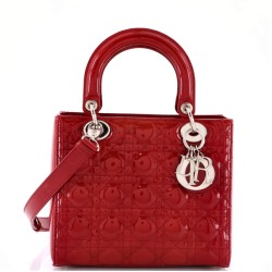 Lady Dior Bag Cannage Quilt Patent Medium