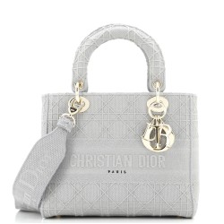Lady D-Lite Bag Cannage Embroidered Canvas Medium