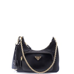 Front Pocket Hobo Re-Nylon and Brushed Leather Mini
