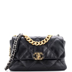 19 Flap Bag Quilted Leather Large