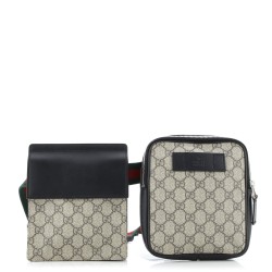 Double Web Belt Bag GG Coated Canvas with Leather